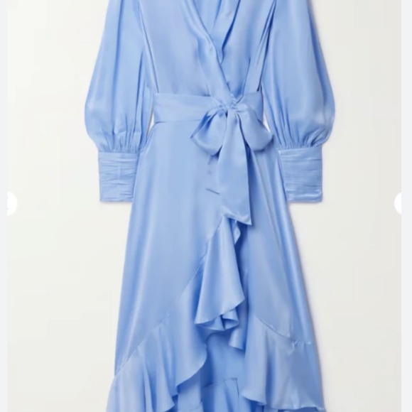 Zimmerman silk cornflower blue midi wrap dress Size 1 - Picture 3 of 12